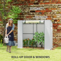 Outsunny Walk-in Portable Greenhouse Small Greenhouse for Outdoors with UV-resistant PE Cover, 6.6' x 2.5' x 5.6' White(m-6)