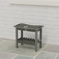 Outsunny HDPE Shower Bench, Waterproof Shower Stool with Handle, Storage Shelf, Non-Slip Pads for Indoor Outdoor, Dark Gray(m-3)