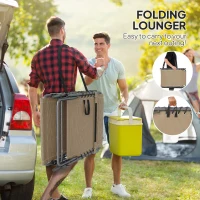 Outsunny Folding Outdoor Chaise Lounge Chair Tanning Chair with 5-Level Adjustable Back, Side Table, Pillow, Pocket, Beige(m-7)