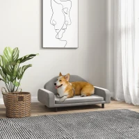 PawHut Raised Dog Sofa for Small and Medium Dogs with Soft Cushion, Gray(m-2)