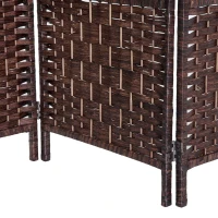 HOMCOM Room Divider, 4 Panel Folding Privacy Screen, 6FT Tall Portable Wicker Weave Partition Wall Divider for Bedroom, Home Office, Brown(m-9)