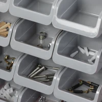 DURHAND 44PC Wall Mounted Storage Bins Parts Rack Kit with Storage Bins, Pegboard and Hooks, Garage Plastic Organizer, Orange(m-10)