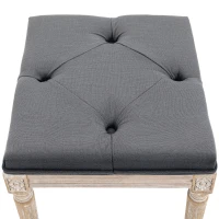 HOMCOM 16" Vintage Ottoman, Tufted Foot Stool with Upholstered Seat, Rustic Wood Legs for Bedroom, Living Room, Gray(m-9)
