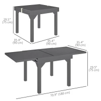 Outsunny 35"-71"  Extendable Aluminium Outdoor Dining Table, Slatted Top Patio Table for 4-6 Person, for Garden, Backyard, Grey(m-3)