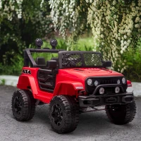 Aosom 12V Ride On Car Off Road Truck for kids SUV Electric Battery Powered with Remote Control, Adjustable Speed, Red(m-1)