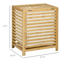 HOMCOM 55 L Bamboo Laundry Basket with Lid, Cloth Hamper with Removable Liner Bag, 19.75 x 14.25 x 23.5 Inches, Natural(m-3)