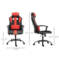 Vinsetto Office Chair High Back Racing Style Gaming Chair Adjustable PU Leather Swivel Computer Task Seat with Lumbar Support and Pillow Red(m-3)