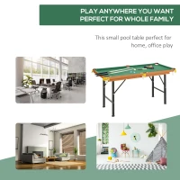 Soozier 55" Portable Folding Billiards Table Game Pool Table for Whole Family Number Use With Cues, Ball, Rack, Chalk, Green(m-6)