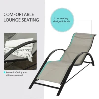 Outsunny 3 Pieces Patio Pool Lounge Chairs Set, Outdoor Chaise lounge with 2 S-Shaped Sunbathing Chairs and a Glass Top Table, for Yard Garden, Grey(m-4)