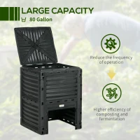 Outsunny Outdoor Compost Bin Garden Container, Fast Creation of Fertile Soil Aerating Compost Box, 80 Gallon, Green(m-5)