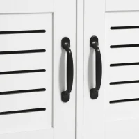 HOMCOM Modern Hall Tree, Entryway Coat Rack with Shoe Bench, 5 Hooks, Storage Shelf and Slatted Door Cabinet for Hallway, White(m-8)