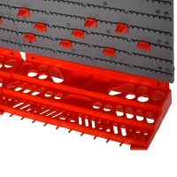 DURHAND 54 Piece Plastic Pegboard Panels, Peg Board with Accessories, Shelf Tool Organizer, Wall Mounted DIY Garage Storage with 50 Hooks, Red(m-9)