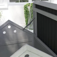 PawHut Duck Coop, Wooden Duck House with Openable Roof & Double Doors, Light Gray(m-8)