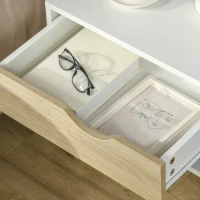 HOMCOM Set of 2 Bedside Table with Drawer and Shelf, Modern Nightstand with Wooden Legs, End Table for Bedroom, White(m-11)