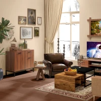 HOMCOM Coffee Table Set of 2, Industrial Nesting Tables, Square Coffee Table and Narrow Sofa Side Table for Living Room(m-1)