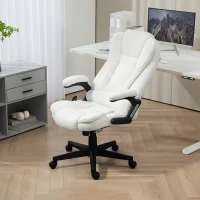 Vinsetto 6 Point Executive Office Chair with Heat, Velvet High Back Vibrating Massage Office Chair, White(m-10)