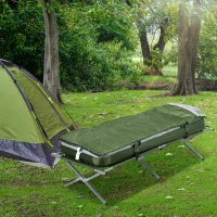 Outsunny Camping Cot, Outdoor Folding Bed Set with Mattress, Sleeping Bag, Pillow, and Carry Bag, Green(m-10)
