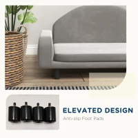 PawHut Raised Dog Sofa for Small and Medium Dogs with Soft Cushion, Gray(m-7)