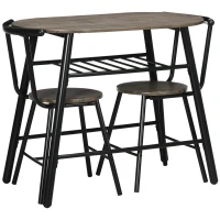 HOMCOM 3-Piece Dining Table Set, Oval Kitchen Table and 2 Chairs, Small Breakfast Table Set with Metal Frame for Small Space, Dining Room, Living Room, 35.4" x 19.7" x 29.5"(m-11)