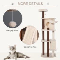 PawHut 68" Cat Tree Tower, Large Cat Condo Furniture, Multi-Level Cat Tower with Scratching Posts, Ramp, Perches, Dangling Ball(m-4)