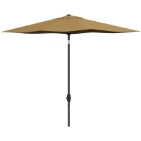 Outsunny 6.5' x 10' Rectangular Market Umbrella, Patio Outdoor Table Umbrella with Crank and Push Button Tilt, Coffee(m-11)