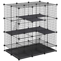 PawHut Rabbit Cage DIY Pet Playpen Small Animal Cage for Hedgehog Bunny Guinea Pig Chinchilla Ferret Kitten with Mallet Connectors and Cable Ties(m-2)
