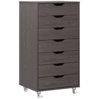 Vinsetto 7-drawer Vertical File Cabinet for Home Office, Storage Cabinet with Wheels, 18.7"x15.6"x35.4", Grey Wood Grain(m-2)