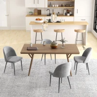 HOMCOM Modern Dining Chairs, Mid-Back Velvet-touch Upholstery Side Chair, Table Chair for Living Room, Dining Room, Grey, Set of 4(m-8)