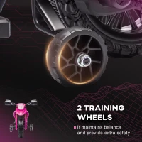 Qaba 6V Kids Motorcycle with Training Wheels, Horn & Start Sound, for 3-8 Years, Pink(m-5)