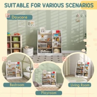 Qaba 4 Tier Kids Bookshelf and Toy Storage Organizer with Book Rack, for Living Room, Kids Room, Playroom, Bedroom, White(m-7)