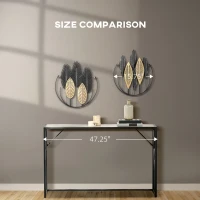 HOMCOM 3D Metal Wall Art Set of 2 Modern Leaves Hanging Wall Sculpture Home Decor for Living Room Bedroom Kitchen 16"x18", Black Yellow(m-7)