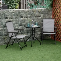 Outsunny 24" Patio Table Round Tempered Glass Top Outdoor Dining Steel Frame Backyard(m-8)