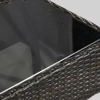 Outsunny Patio Furniture Set, 4 Piece Indoor Outdoor PE Wicker Conversation Set with Chairs, Loveseat Sofa, Cushions, Glass Table for Backyard, Sunroom, Pool, Garden, Brown(m-8)