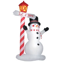 HOMCOM 7ft Christmas Inflatables Outdoor Decorationss Decorations Snowman with Street Light, Blow-Up LED Christmas Decor(m-11)