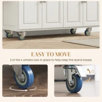 HOMCOM Rolling Kitchen Island Cart with Drop Leaf, Kitchen Cart on Wheels with Wood Top, 2 Drawers and 2 Storage Cabinets, Island Table for Kitchen, Dining Room, Cream White(m-6)