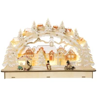 HOMCOM Christmas Village House Decoration, Pre-Lit Winter Wonderland with 12 Battery Operated LED Lights, Indoor Room Décor Collection(m-11)