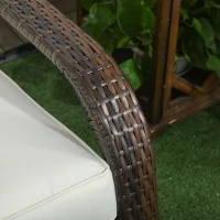 Outsunny Patio Wicker Adirondack Chair, Outdoor All-Weather Rattan Fire Pit Chair w/ Soft Cushions, Tall Curved Backrest and Comfortable Armrests for Deck or Garden, Cream White(m-9)