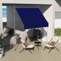 Outsunny 6.5' x 4' Manual Retractable Awning, Non-Screw Freestanding Patio Awning, UV Resistant, for Window or Door, Blue(m-8)