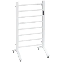 HOMCOM 8-Bar Heated Towel Warmer Rack with Built-in Timer and LED Indicators, Wall Mounted & Free Standing Carbon Steel Electric Towel Bar with Adjustable Temperature, White(m-11)