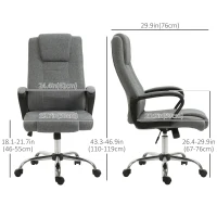 Vinsetto High Back Office Chair, Height Adjustable Computer Desk Chair with Swivel Wheels and Tilt Function, Dark Grey(m-3)