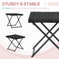 Outsunny Patio Wicker Coffee Table, Outdoor PE Rattan Garden Folding Side Table, 15.75"x15.75"x15.75", Black(m-6)