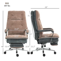 HOMCOM Home Office Chair, Big and Tall Fabric Computer Desk Chair, Swivel Task Chair with Adjustable Height, Coffee(m-3)