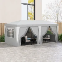 Outsunny 19 x 10' Pop Up Canopy with Removable Sidewalls, Windows, Height Adjustable Ez Up Canopy for Outdoor Events, Party, Gray(m-10)
