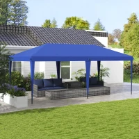 Outsunny 10' x 19.2' Outdoor Gazebo Pop Up Canopy Party Tent with Carrying Bag, Blue(m-2)