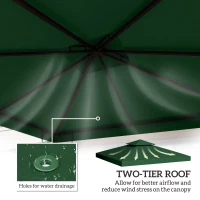 Outsunny 10' x 10' Canopy Replacement 2-Tier Gazebo Canopy Top Cover, Green(m-4)