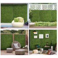 Outsunny 12PCs Grass Wall Panels, 20" x 20" Artificial Grass Wall Decor, Greenery Backdrop Panels Wall for Outdoor, Indoor, Garden, Fence, Backyard, Green and White(m-10)