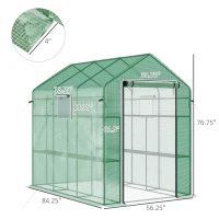 Outsunny 7' x 5' x 6' Walk-in Greenhouse for Outdoors with Mesh Door and Windows, 18 Shelf Hot House with Trellis, Plant Labels, UV Protective for Growing Flowers, Herbs, Vegetables, Saplings, Green(m-3)