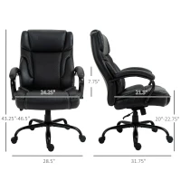 Vinsetto 484LBS Big and Tall Ergonomic Executive Office Chair with Wide Seat, High Back Adjustable Computer Task Chair Swivel PU Leather, Black(m-3)