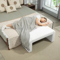 HOMCOM Upholstered Bedroom Bench, Boucle End of Bed Bench, Modern U-Shaped Entryway Bench, 39 x 18 x 18 Inches, White(m-7)