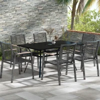 Outsunny Rectangle Patio Dining Table for 6 People with Steel Legs, Metal Tabletop for Garden, Backyard, Lawn, Balcony, Black(m-1)